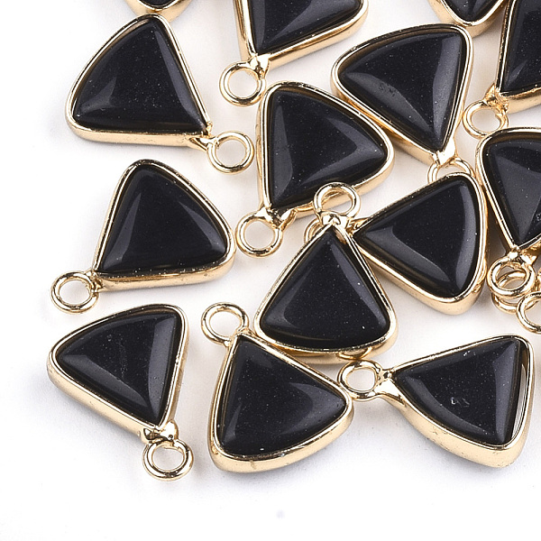 

PandaHall Synthetic Black Stone Pendants, with Brass Findings, Triangle, Golden, 16~16.5x12.5x5mm, Hole: 2mm Black Stone Triangle