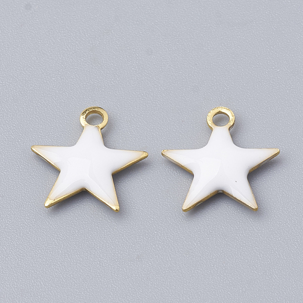 

PandaHall Brass Charms, Enamelled Sequins, Raw(Unplated), Star, White, 18.5x17x2.5mm, Hole: 1mm Brass+Enamel Star White