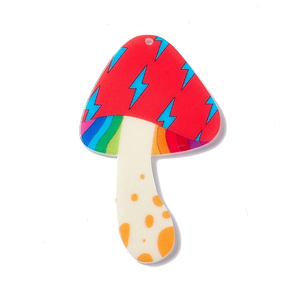 

PandaHall Opaque Printed Acrylic Big Pendants, Mushroom, Lightning Pattern, 54x33x2mm, Hole: 1.6mm Acrylic Lightning Bolt Red