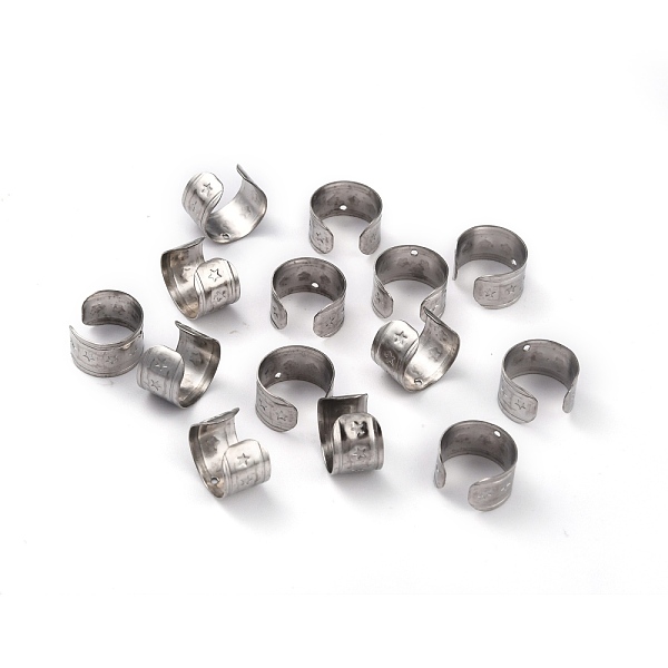 

PandaHall 304 Stainless Steel Ear Cuff Findings, with Hole and Star Pattern, Stainless Steel Color, 11x7mm, Hole: 1mm 304 Stainless Steel