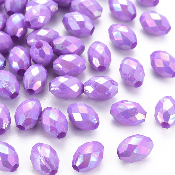 

PandaHall Opaque Acrylic Beads, Dyed, AB Color, Faceted, Oval, Blue Violet, 12x8mm, Hole: 2.5mm, about 1120pcs/500g Acrylic Oval