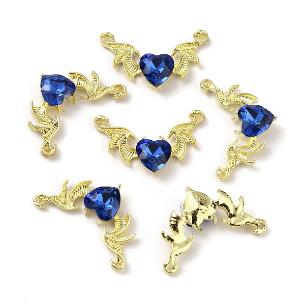 

PandaHall Golden Alloy Connector Charms, with Acrylic Rhinestone, Wing, Sapphire, 20x31.5~32x6mm, Hole: 1.4mm Alloy+Rhinestone Wing Blue