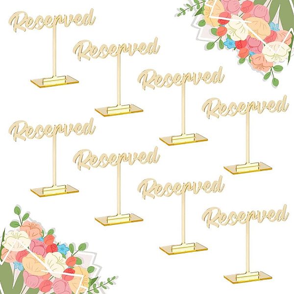 

PandaHall OLYCRAFT 8 Packs Acrylic Reserved Table Sign Golden Wedding Reserved Signs Seats Mirror Reception Wedding Guest Sign Standing..., Gold