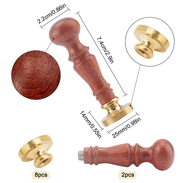 

PandaHall CRASPIRE DIY Stamp Making Kits, Including Pear Wood Handle and Brass Wax Seal Stamp Heads, Coconut Brown, 7.4x2.2cm, Inner...