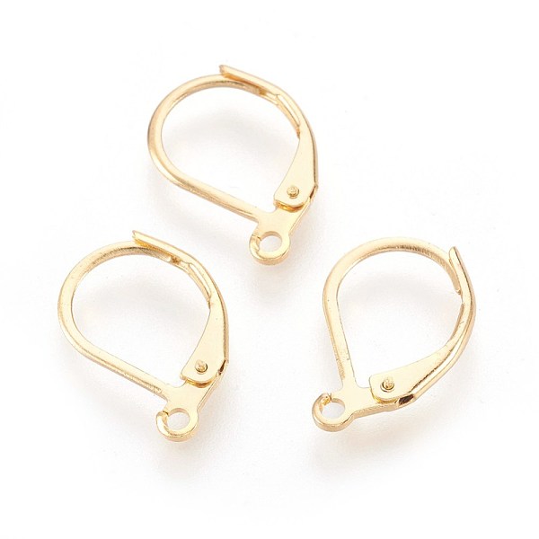 

PandaHall 304 Stainless Steel Leverback Earrings Findings, with Loop, Golden, 16x10x2mm, Hole: 1.4mm, Pin: 0.6x1mm 304 Stainless Steel