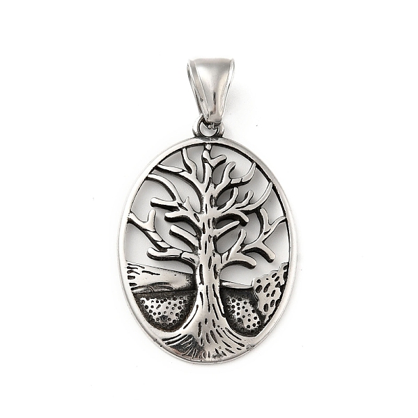 

PandaHall 304 Stainless Steel Pendants, Oval with Tree, Antique Silver, 35x25x2.5mm, Hole: 8.5x4.5mm 304 Stainless Steel Oval