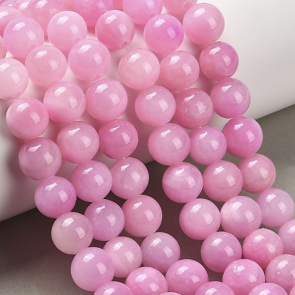 Chapelets de perles de pierres en jade jaune teinte