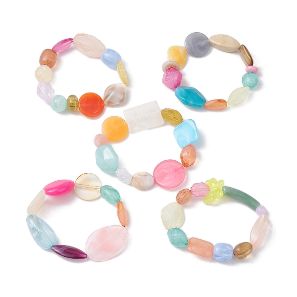 

PandaHall Rainbow Color Nuggets Acrylic Beaded Stretch Bracelets for Women, Mixed Color, Inner Diameter: 2-3/8 inch(6cm) Acrylic Nuggets..., Multicolor