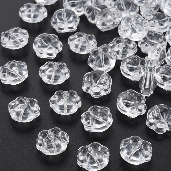 

PandaHall Transparent Baking Painted Glass Beads, Paw Print, Clear, 13.5x15x8.5mm, Hole: 1.2mm Glass Paw Print Clear