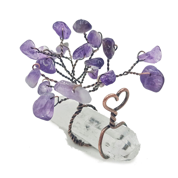 

PandaHall Natural Amethyst Chips Tree of Life Decorations, with Nuggets Gemstone Base and Copper Wire Feng Shui Energy Stone Gift for Women...