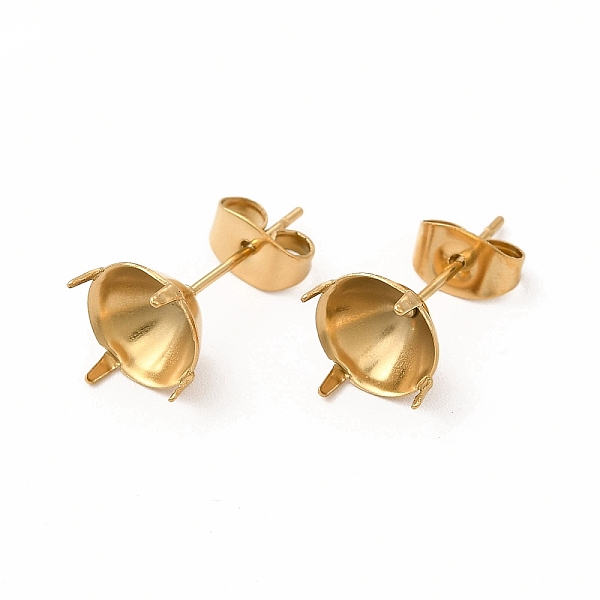 

PandaHall 304 Stainless Steel Stud Earring Finding, Round Prong Earring Settings, Real 18K Gold Plated, Tray: 9mm, Inner Diameter: 8mm, Pin...