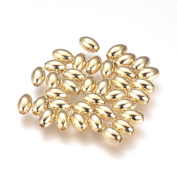 

PandaHall Brass Spacer Beads, Oval, Nickel Free, Real 18K Gold Plated, 6x4mm, Hole: 1mm Brass Oval
