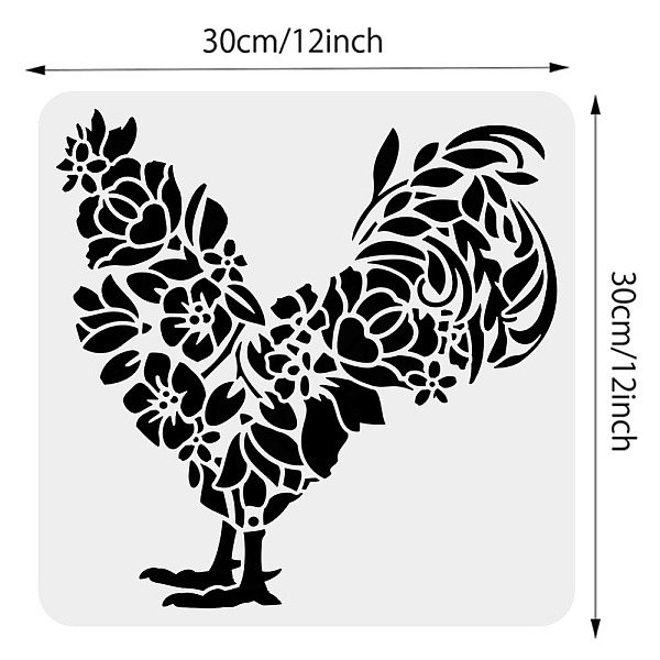 BENECREAT Flower Rooster Stencil