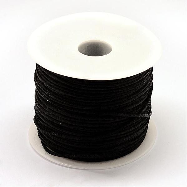 

PandaHall Nylon Thread, Rattail Satin Cord, Black, 1.5mm, about 100yards/roll(300 feet/roll) Nylon Black
