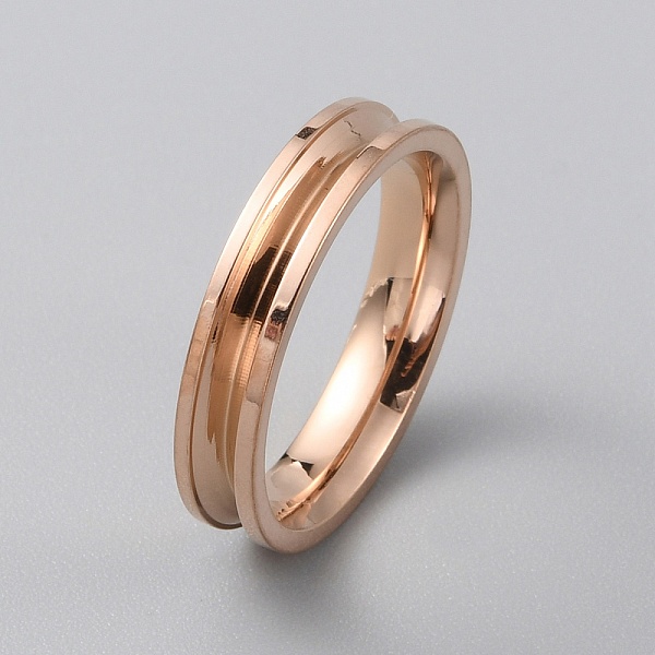 

PandaHall Titanium Steel Grooved Finger Ring Settings, Ring Core Blank, for Inlay Ring Jewelry Making, Rose Gold, Inner Diameter: 17.2mm...
