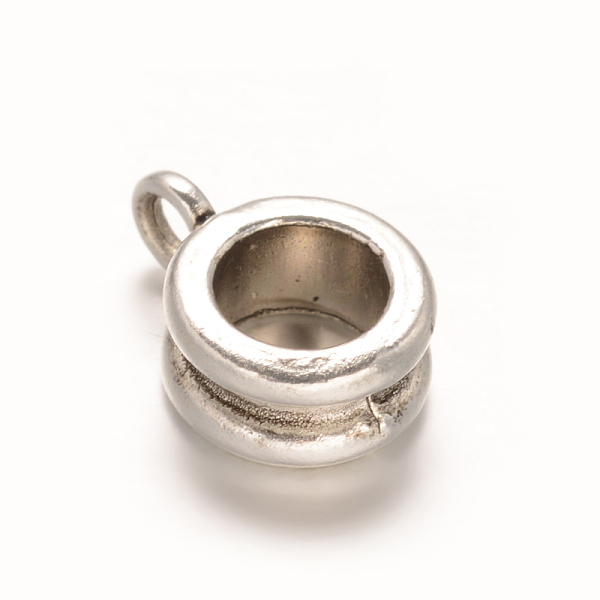 

PandaHall Tibetan Style Alloy Tube Bails, Loop Bails, Rondelle Bail Beads, Lead Free & Cadmium Free, Antique Silver, 12x8x4mm, Hole: 2mm...