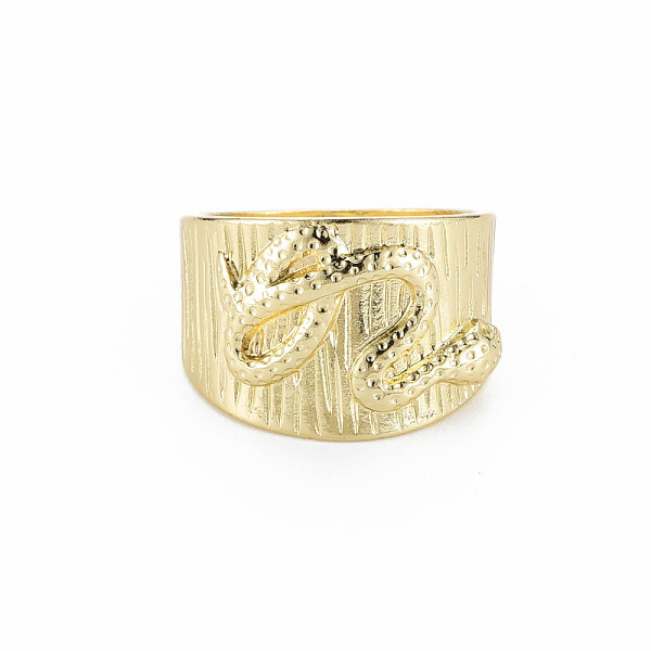 

PandaHall Snake Pattern Rack Plating Alloy Wide Band Rings, Cadmium Free & Lead Free, Light Gold, US Size 8(18.1mm) Alloy Other Animal