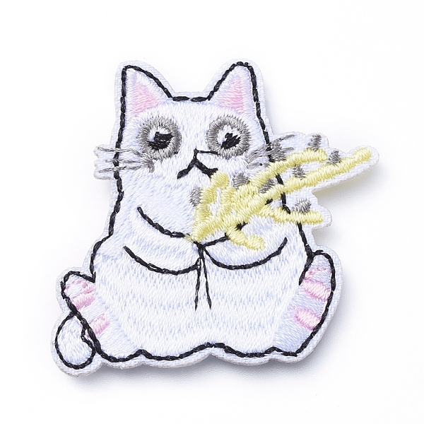 PandaHall Computerized Embroidery Cloth Iron on/Sew on Patches, Costume Accessories, Appliques, Cat Shape, Colorful, 44x45x2mm Cloth Cat...