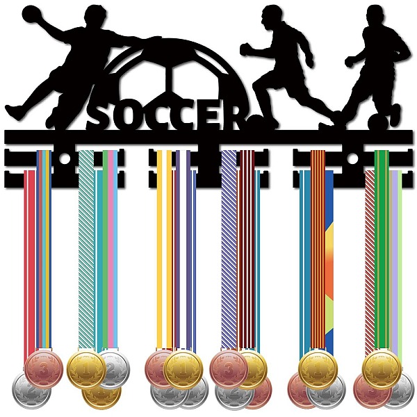 

PandaHall CREATCABIN Soccer Medal Holder Medal Hangers Display Football Acrylic Medal Rack Sports Medal Frame Hanging Medals Wall Black...