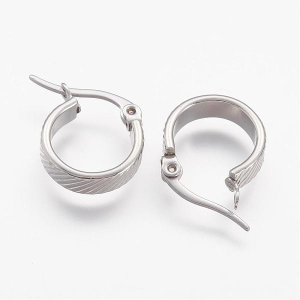 

PandaHall 201 Stainless Steel Hoop Earrings, with 304 Stainless Steel Pin, Hypoallergenic Earrings, Fancy Cut, Stainless Steel Color, 12x4mm...