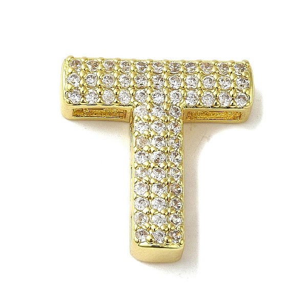 

PandaHall Brass Beads, with Clear Cubic Zirconia, Letter T, 20x19.5x5.5mm, Hole: 4.5mm Brass+Cubic Zirconia Letter T Clear