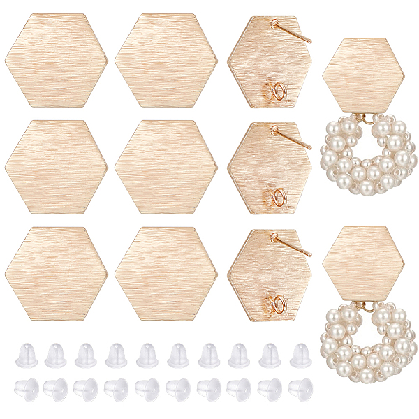 

PandaHall BENECREAT 12Pcs 18K Gold Plated Hexagon Earring Studs Brass Minimalist Earring Stud with Loops and 30Pcs Plastic Ear Nuts for DIY...