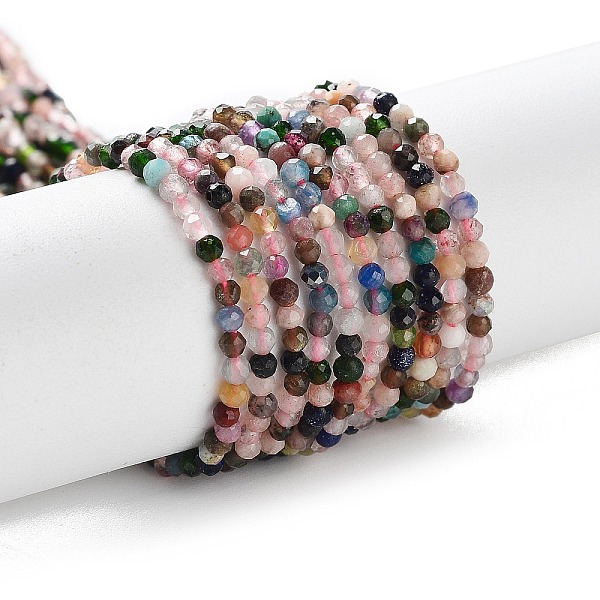 

PandaHall Natural Mixed Gemstone Beads Strands, Faceted, Round, 2~2.5mm, Hole: 0.5mm, about 180~200pcs/strand, 14.5~16.1 inch(37~41cm) Mixed...