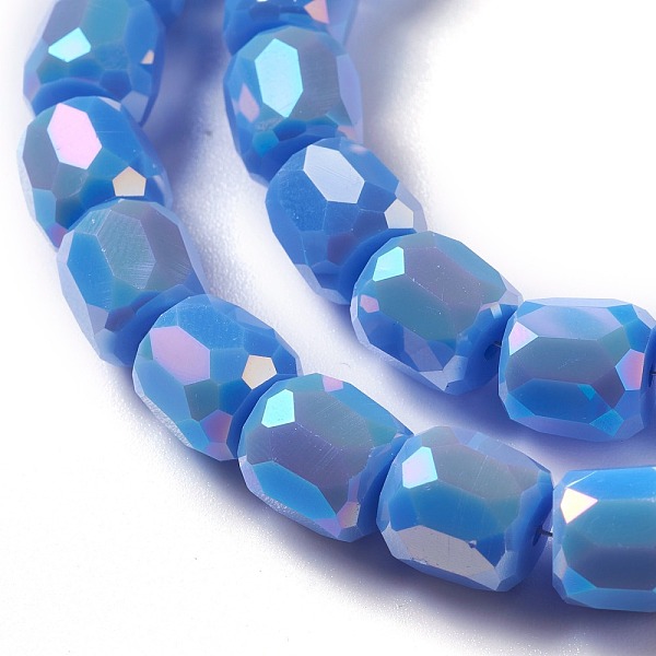 

PandaHall Electroplate Opaque Glass Beads, Faceted Barrel, Dodger Blue, 8x8mm, Hole: 1mm Glass Barrel