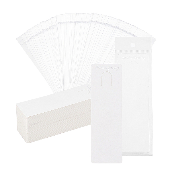 

PandaHall 100 Sets Paper Keychain Display Cards, 13x4cm Keychain Holder with Self-Sealing Bags, Earring Selling Keychain Packaging Card..., White