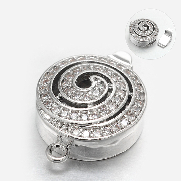 

PandaHall Eco-Friendly Vacuum Plating & Long-Lasting Plated Brass Micro Pave Cubic Zirconia Box Clasps, Flat Round, Cadmium Free & Nickel..., Clear