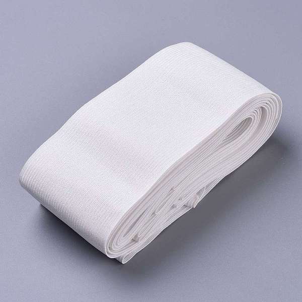 

PandaHall Flat Elastic Rubber Band, Webbing Garment Sewing Accessories, White, 70mm, 5.46 yards(5m)/strand Elastic Fibre Flat White