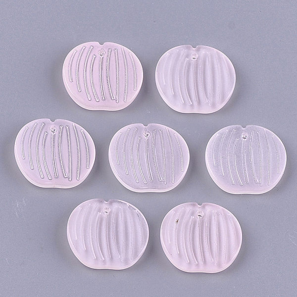 

PandaHall Transparent Spray Painted Glass Pendants, Peach, Pink, 18.5x20x3.5~4mm, Hole: 1.2mm Glass Fruit Pink