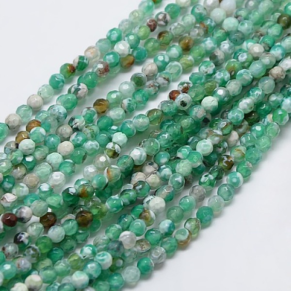 

PandaHall Natural Fire Crackle Agate Beads Strands, Dyed & Heated, Faceted, Round, Medium Sea Green, 4mm, Hole: 1mm, about 95pcs/strand...