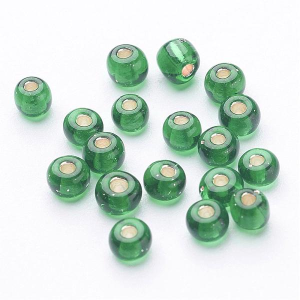 

PandaHall 6/0 Round Silver Lined Round Hole Glass Seed Beads, Lime Green, 4mm, Hole: 1.5mm, about 496pcs/50g Glass Green