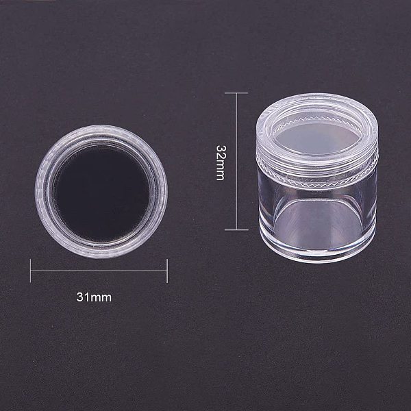 

PandaHall Column Plastic Bead Containers, Clear, 32x31mm Plastic Column Clear