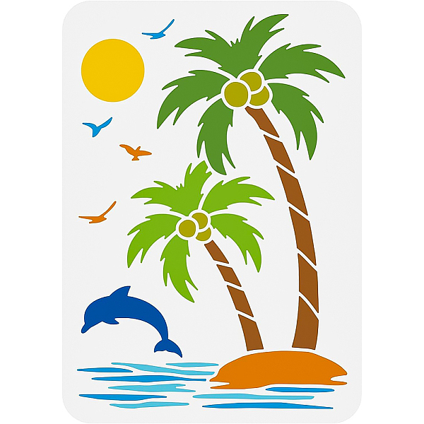 

PandaHall Plastic Drawing Painting Stencils Templates, for Painting on Scrapbook Fabric Tiles Floor Furniture Wood, Rectangle, Coconut Tree...