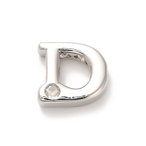 

PandaHall Rack Plating Brass Cubic Zirconia Beads, Long-Lasting Plated, Lead Free & Cadmium Free, Alphabet, Letter D, 12x13.5x4.8mm, Hole..., Clear