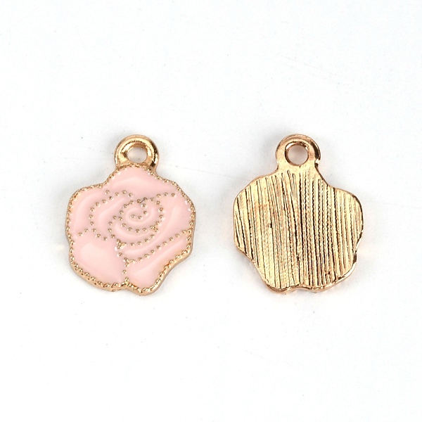 

PandaHall Zinc Alloy Enamel Pendants, Light Gold, Rose, Pink, 15x12x1.5mm, Hole: 1.8mm Alloy+Enamel Flower Pink