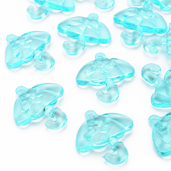 

PandaHall Transparent Acrylic Pendants, Umbrella with Bowknot, Light Blue, 42.5x38x7.5mm, Hole: 3x3.5mm, about 109pcs/500g Acrylic Umbrella