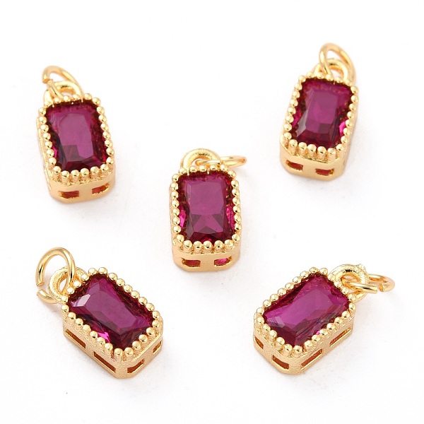 

PandaHall Real 18K Gold Plated Brass Inlaid Cubic Zirconia Charms, with Jump Ring, Long-Lasting Plated, Rectangle, Hot Pink, 9.5x5x3.5mm...