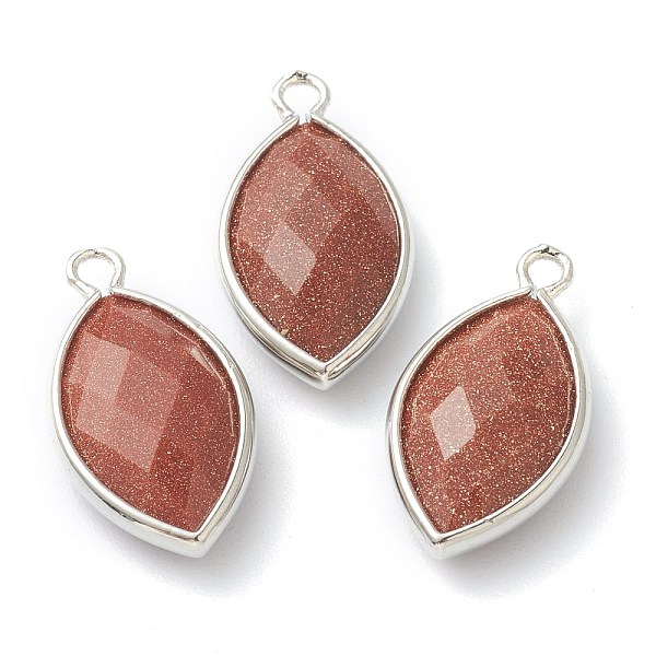 

PandaHall Synthetic Goldstone Pendants, with Platinum Brass Edge, Faceted, Horse Eye, 22x12x5.5mm, Hole: 1.8mm Goldstone Eye