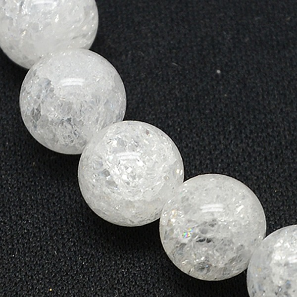 

PandaHall Natural Crackle Quartz Beads Strands, Round, 10mm, Hole: 1mm, about 39pcs/strand, 16 inch Crackle Quartz Round White