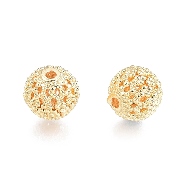 

PandaHall Brass Beads, Nickel Free, Round with Flower, Real 18K Gold Plated, 8mm, Hole: 1.4mm Brass Round