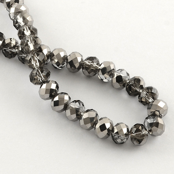 

PandaHall Electroplate Transparent Faceted Rondelle Glass Bead Strands, Silver Plated, 2.5x2mm, Hole: 0.8mm, about 168~170pcs/strand Glass...