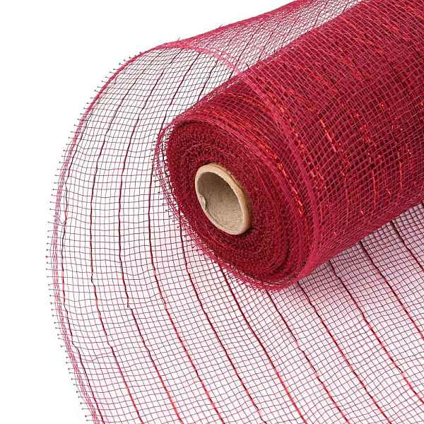 

PandaHall Deco Mesh Ribbons, Tulle Fabric, with Metallic Silk, for Christmas Party Decoration, Skirts Decoration Making, Dark Red, 10-1/4...