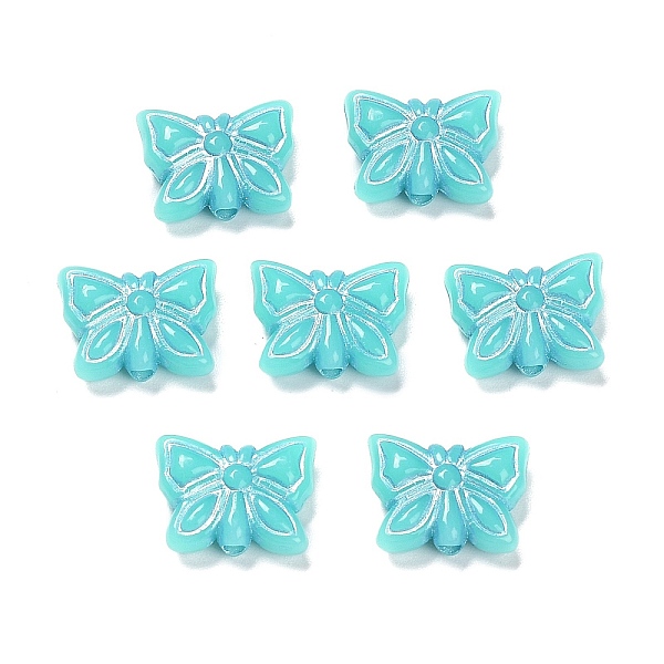 

PandaHall Opaque Acrylic Beads, Metal Enlaced, Butterfly, Turquoise, 11x14.5x5mm, Hole: 1.8mm, about 740pcs/500g Acrylic Butterfly Green