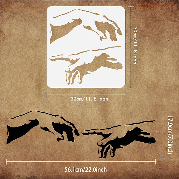 

PandaHall FINGERINSPIRE Hands Painting Stencil 11.8x11.8 inch Hands Finger Drawing Painting Stencils Template Plastic Michelangelo Hands...