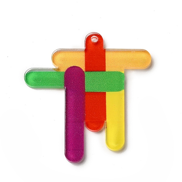

PandaHall Rainbow Color Printed Acrylic Pendants, Geometric Pattern, 38.5x37x2.5mm, Hole: 1.6mm Acrylic Others