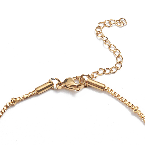 

PandaHall 304 Stainless Steel Box Chain Anklets, with Rondelle Beads and Lobster Claw Clasps, Golden, 8-7/8 inch(22.5cm) Stainless Steel