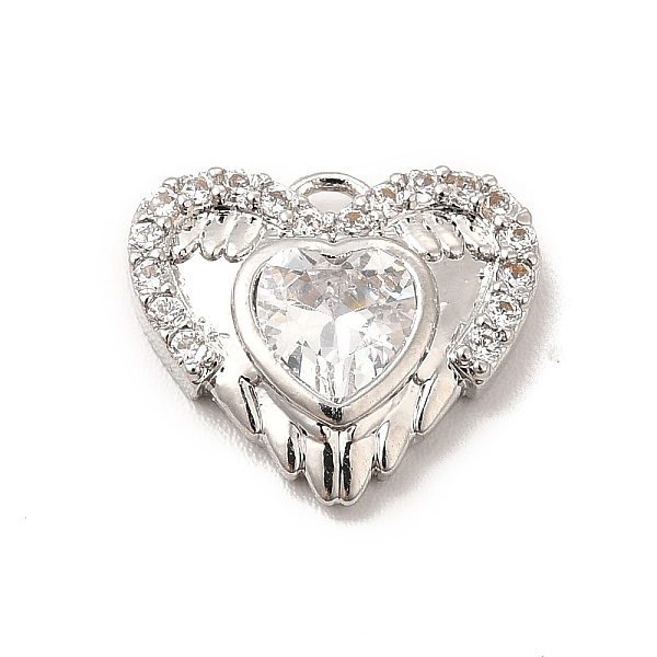 

PandaHall Rack Plating Brass Micro Pave Cubic Zirconia Charms, Cadmium Free & Lead Free, Long-Lasting Plated, Heart with Wing Charm..., Clear